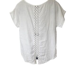 Terzo Millennio Women’s 100% Linen Crochet White Lace Crochet Tunic Top S